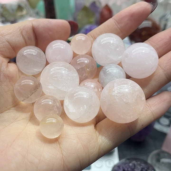 未镶嵌珠宝半成品水晶56粉水晶球（福利包）