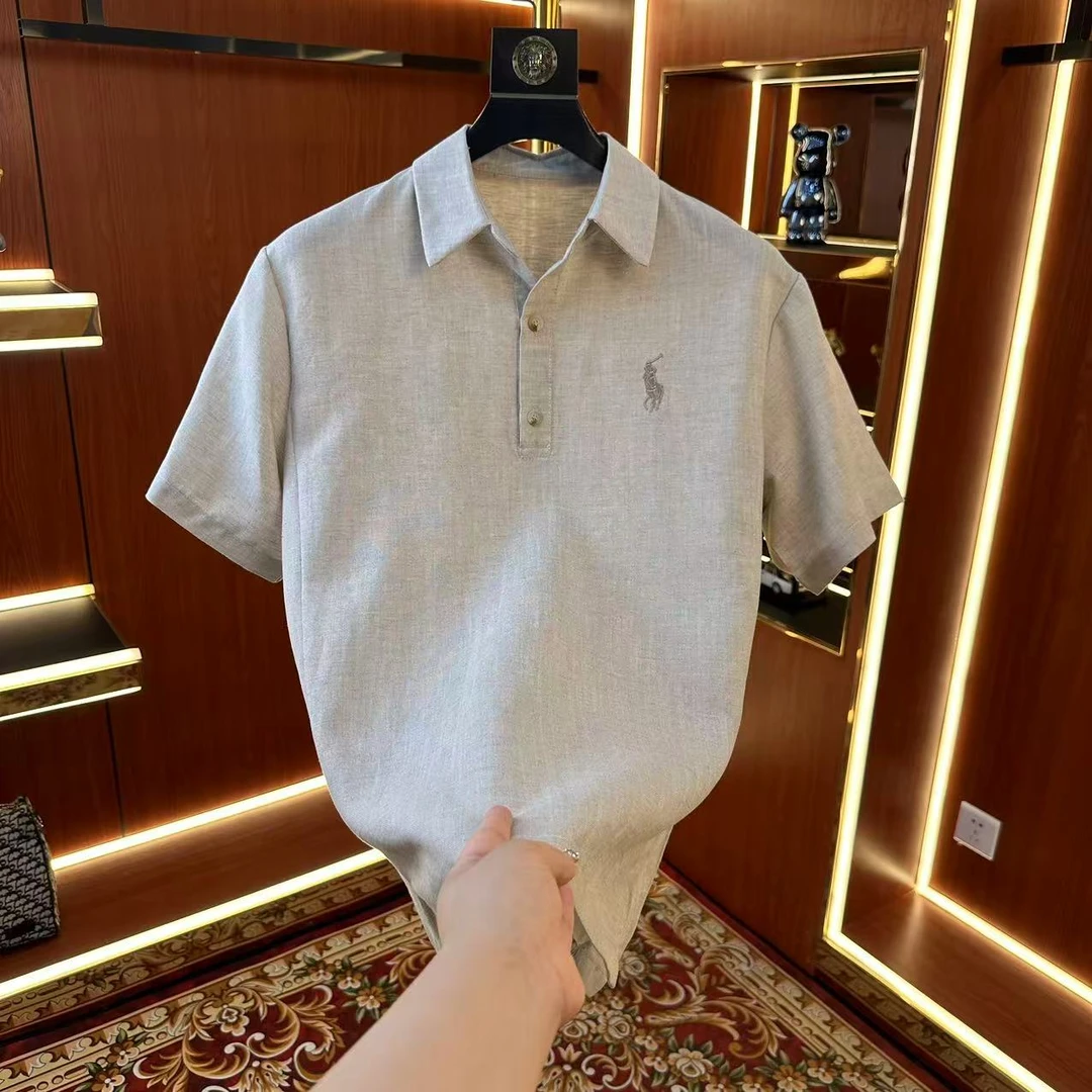 【ELK】2025夏季新款圓領男士輕奢半袖修身設計師刺繡T恤9282款1111