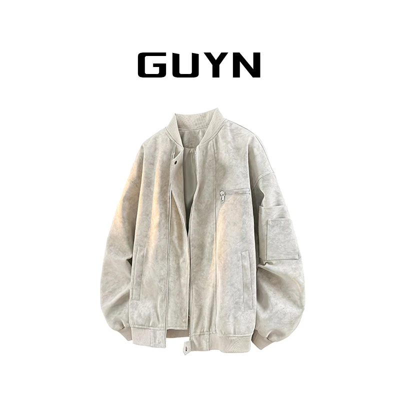 【品牌正品现货】GUYN美式百搭夹克男秋季新款宽松立领痞帅长袖外套