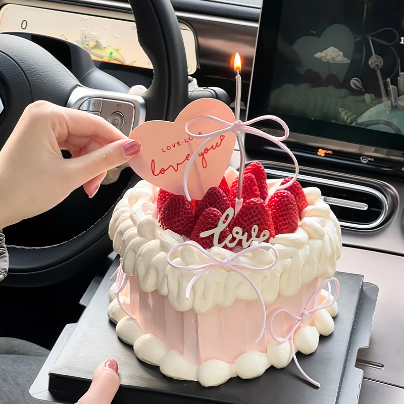 七夕情人节心形蛋糕装饰love you情侣表白爱心卡片木质love插件