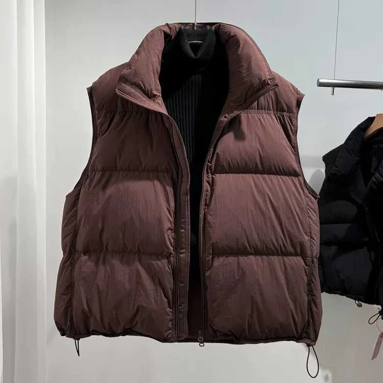 简约立领宽松短款女拉链秋冬纯色马甲宽松