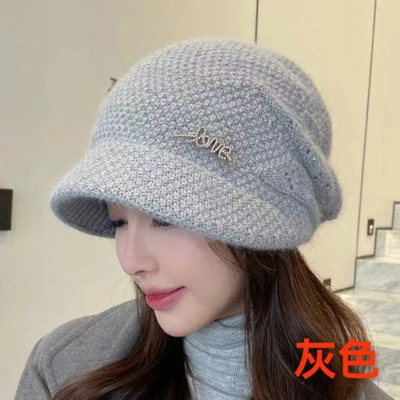 针织保暖护耳鸭舌堆堆帽3388(花纹不挑)