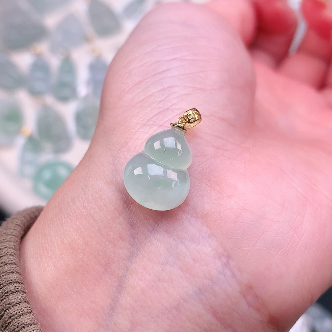 翡翠颈饰18K金镶嵌_****y葫芦15、11.5、5