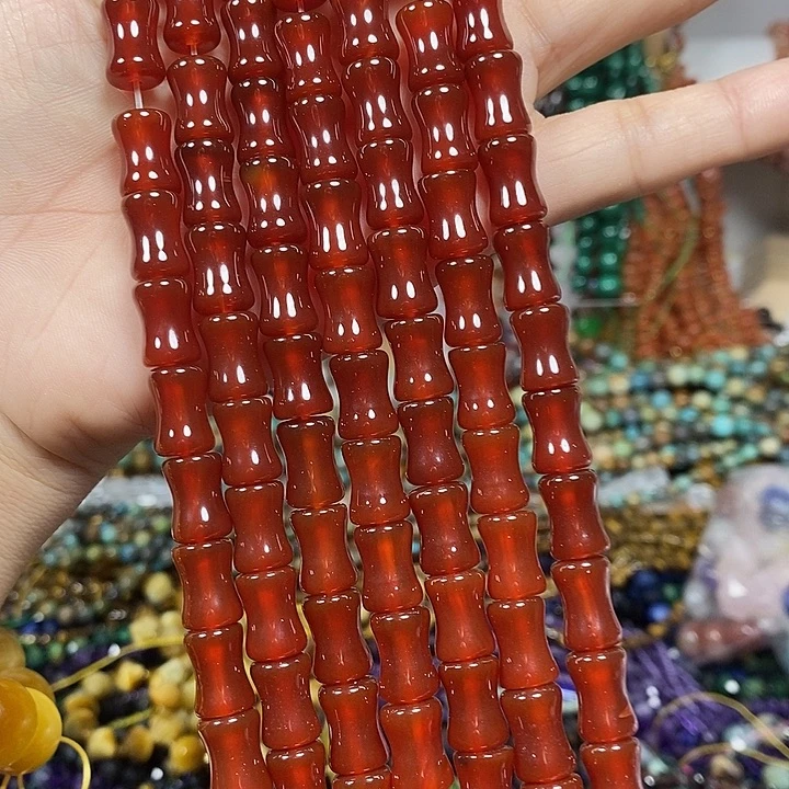 玛瑙/玉髓未镶嵌珠宝半成品玛瑙竹节卡8*12mm一条