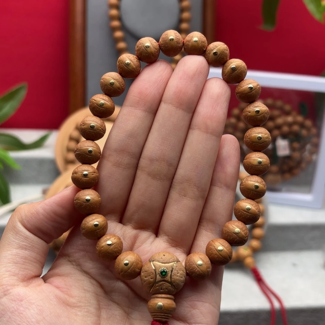 凤眼菩提手串11-11.5左右铜钉镶嵌手串