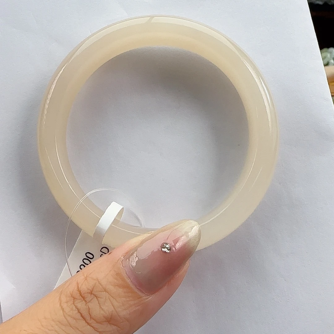 和田玉手镯未镶嵌红藕粉 正圈52-53