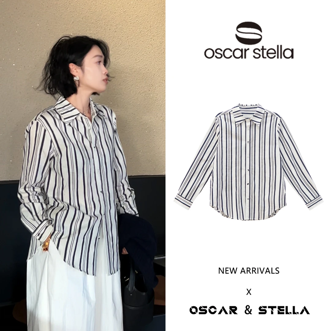 OSCAR&STELLA【白雾岛】春季条纹长绒棉休闲衬衫 269-5269