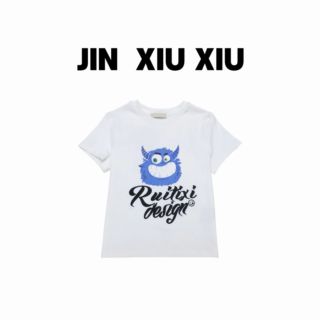 JINXIUXIU春夏新款搞怪表情刺绣韩系甜美字母T恤613