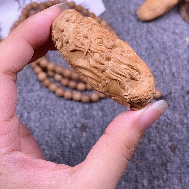 檀香木手串/手链老山檀香雕刻盘龙大天珠