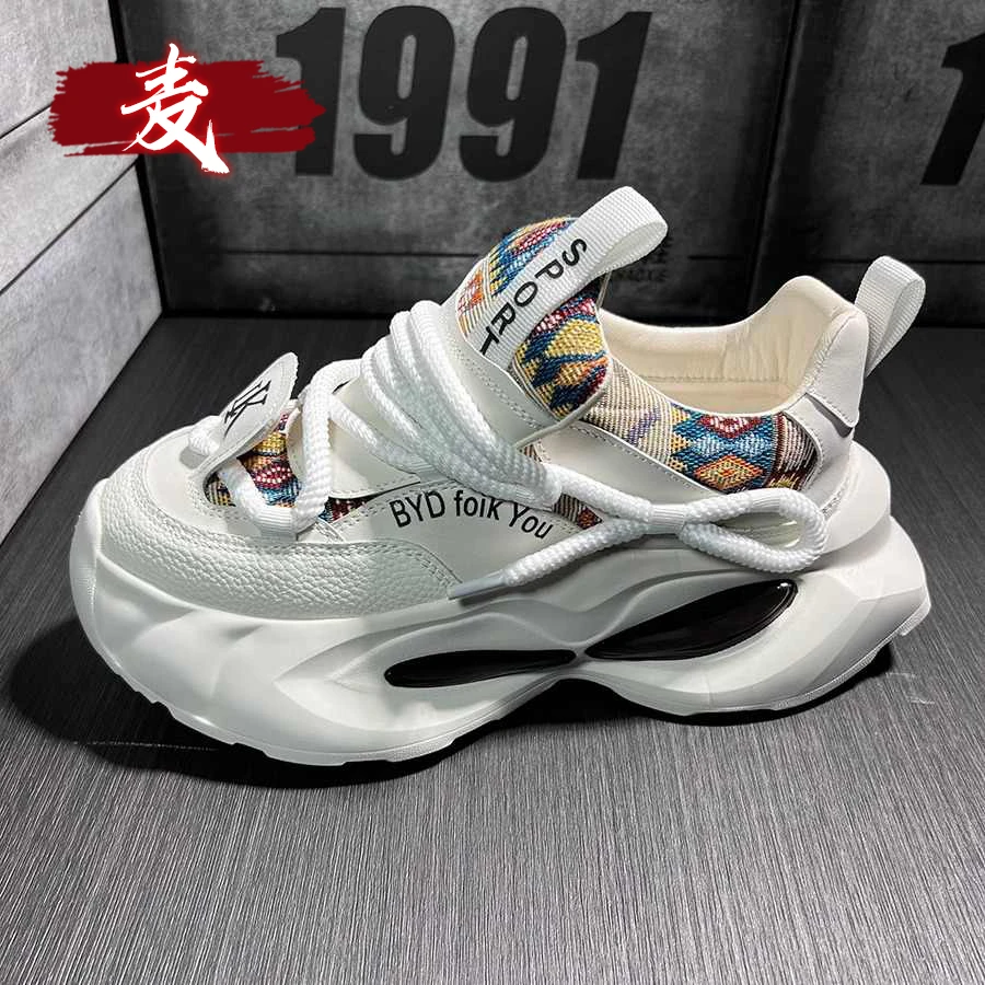 欧洲站男鞋冬季潮牌百搭高级感运动休闲跑步厚底增高软底老爹潮鞋