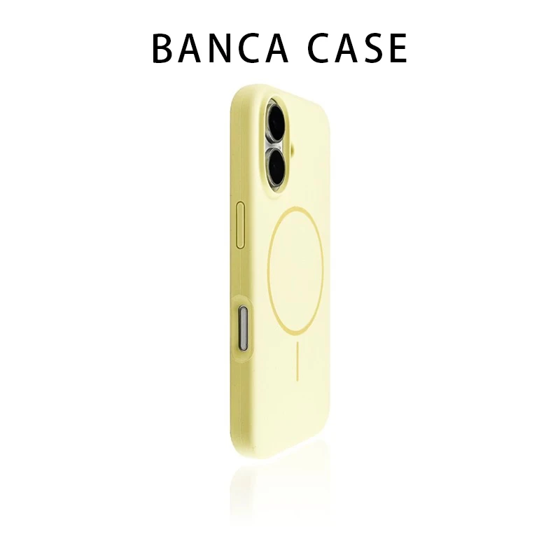 BANCA柠檬黄肤感液态磁吸适用苹果16Promax手机壳iPhone15/14/13