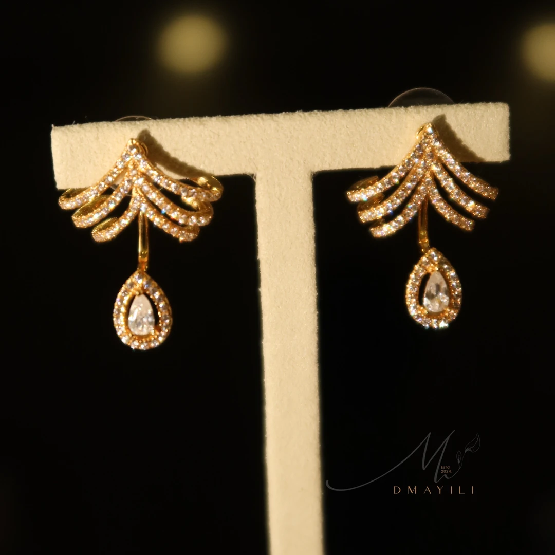 黄铜锆石耳饰 MAYILI 镶钻吊坠铜耳环