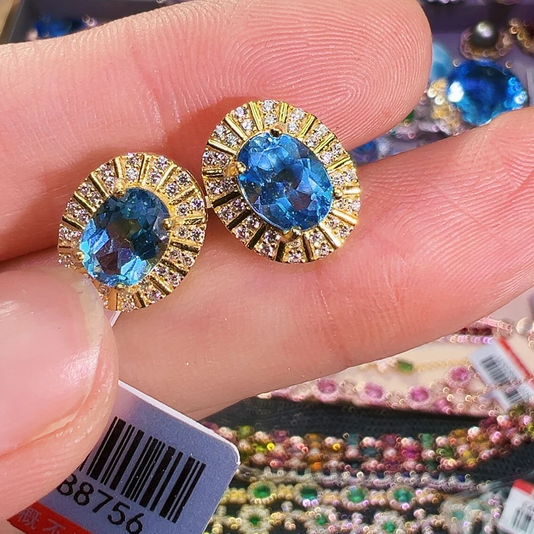 银S925镶嵌托帕石珠宝奇石