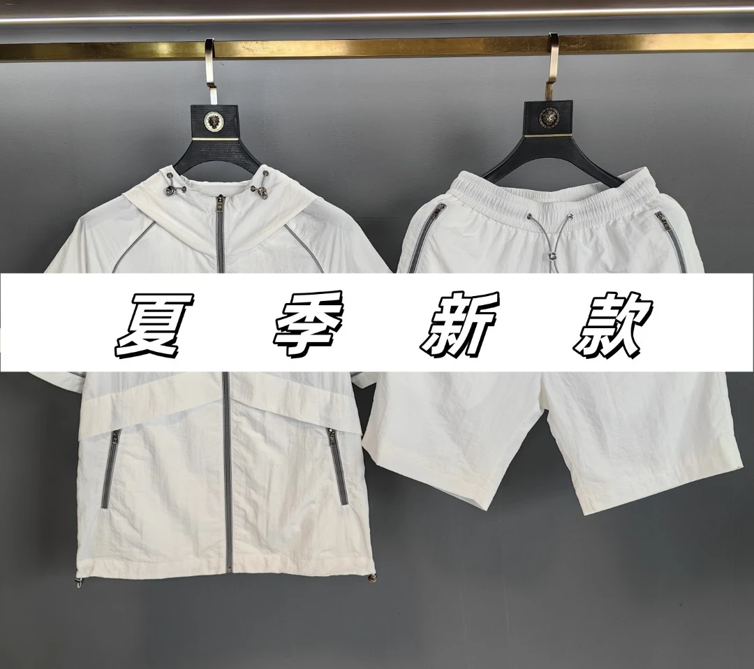 【小盛】2025夏季新款时尚潮流连帽短袖套装1077+1076