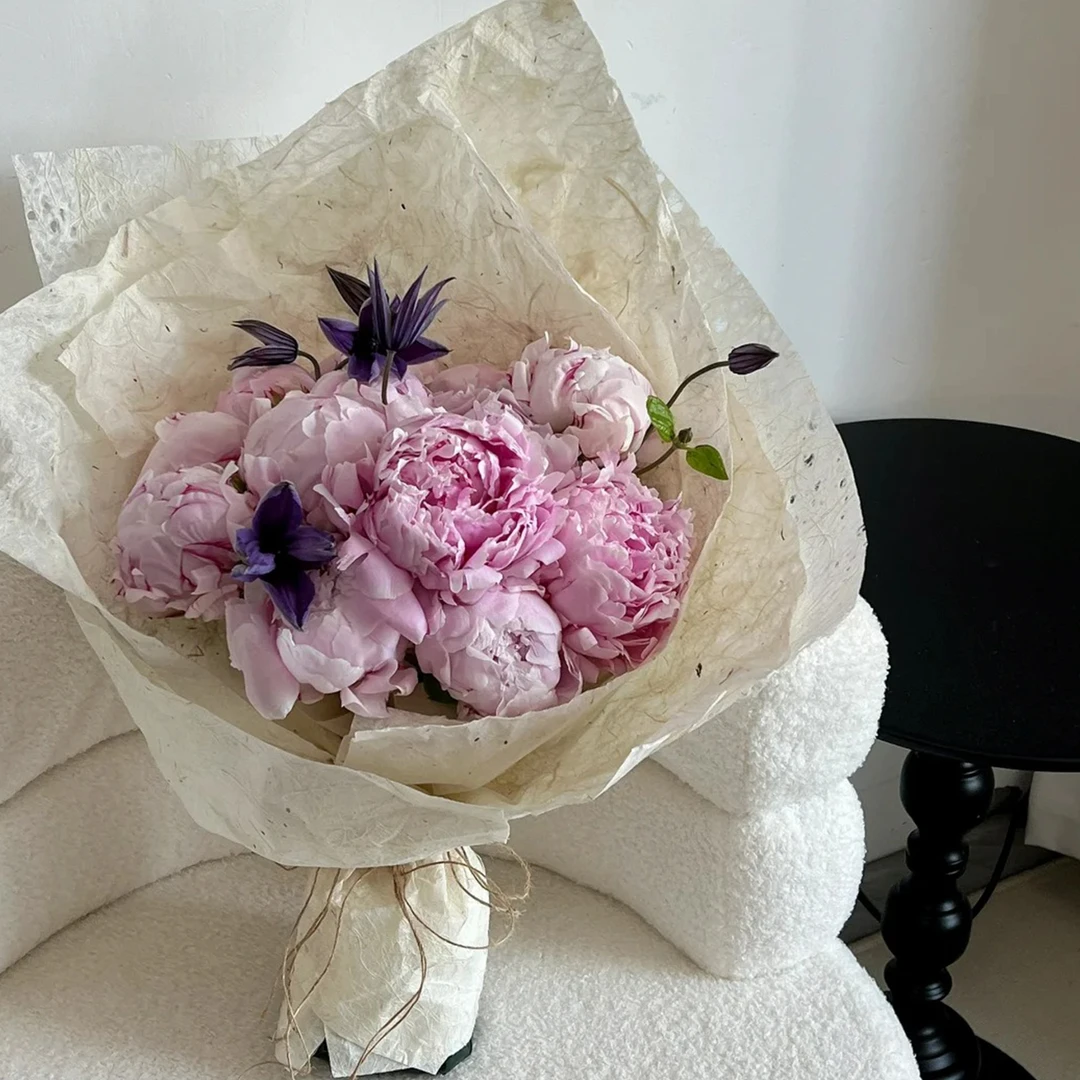 麻丝纤维纸花束包装纸高质感复古鲜花包花纸花店专用手工diy材料
