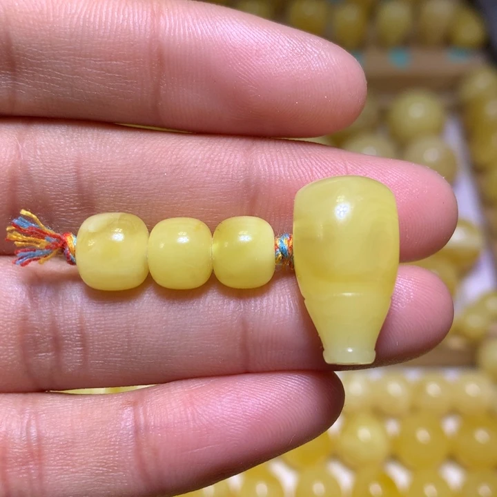 蜜蜡裸石未镶嵌天然俄料黄白花蜜蜡套装8.5-11.5