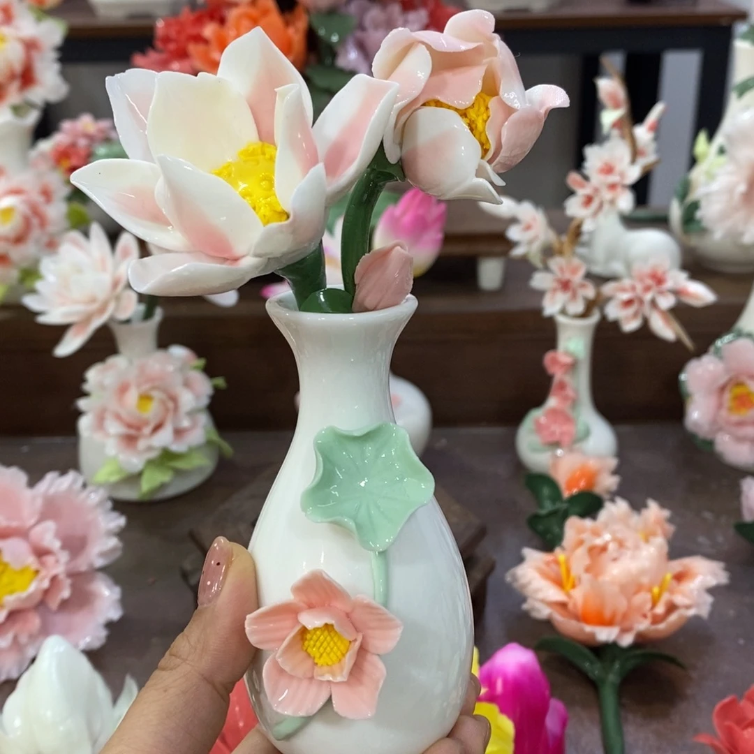 瓷片陶瓷手工花摆件