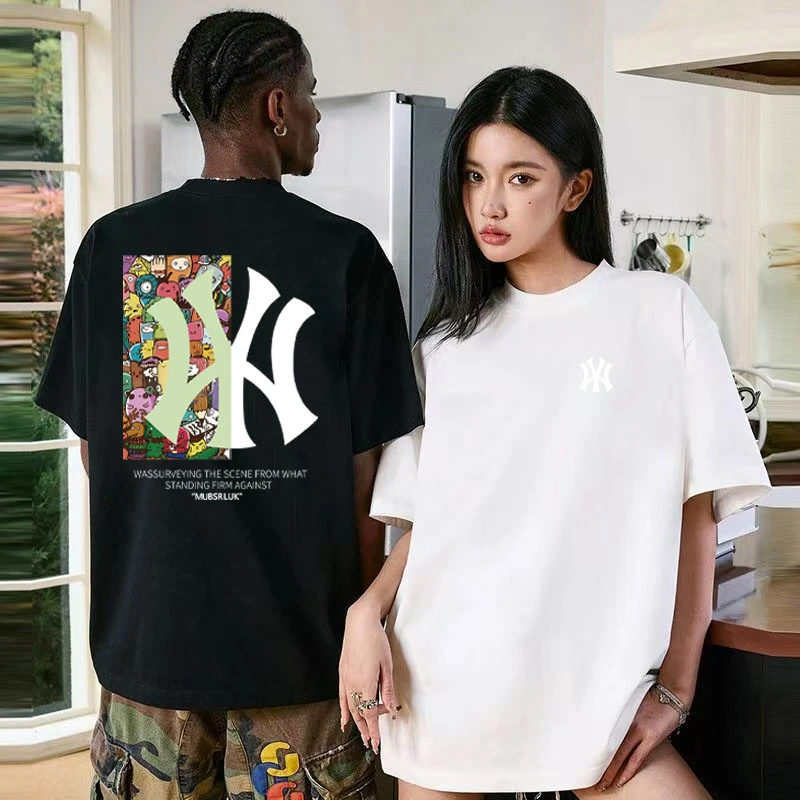 【品牌正品】夏季时尚百搭圆领T恤上衣男女同款情侣休闲短袖-214