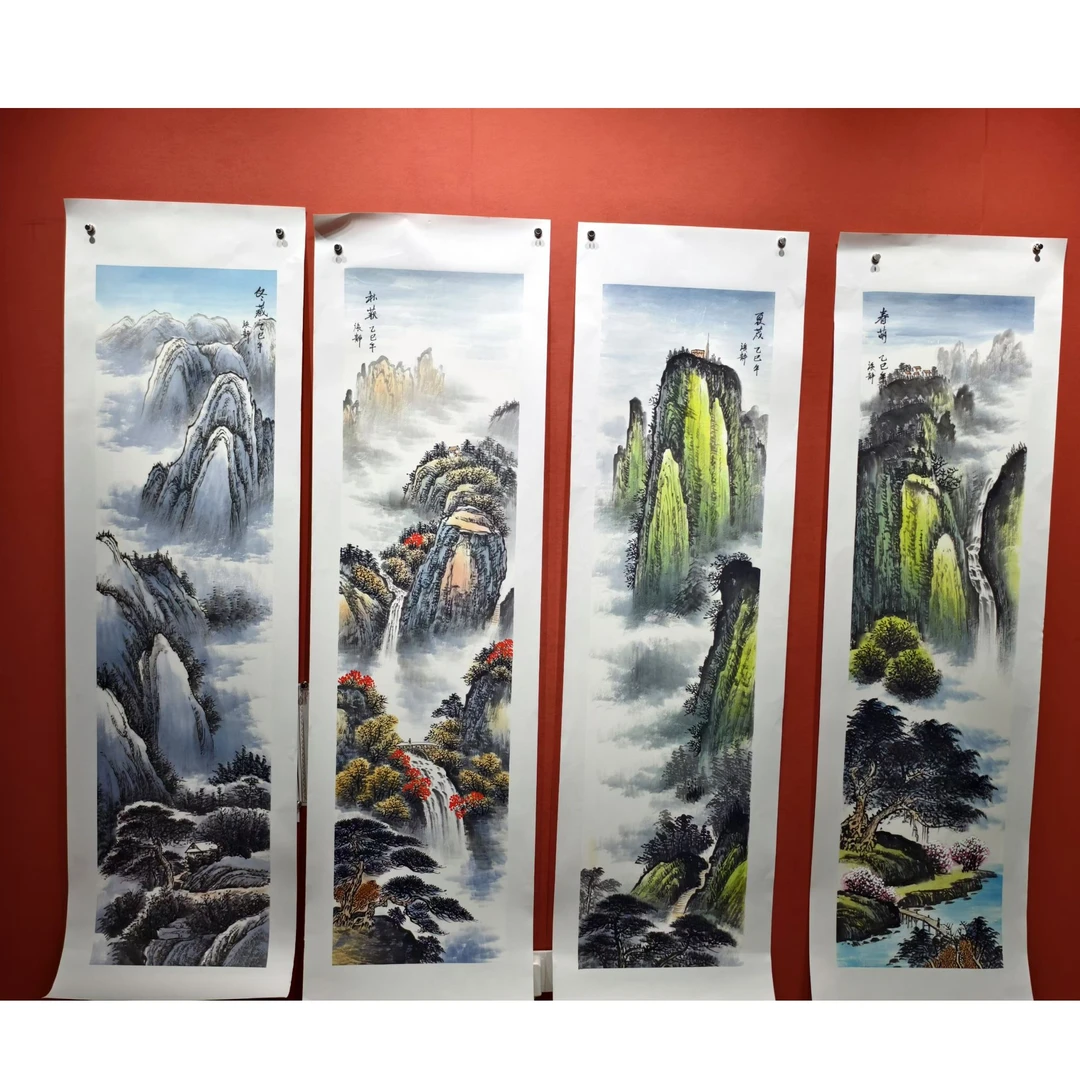 【春夏秋冬四条屏】Z老师书画作品 竖版画芯：138*35