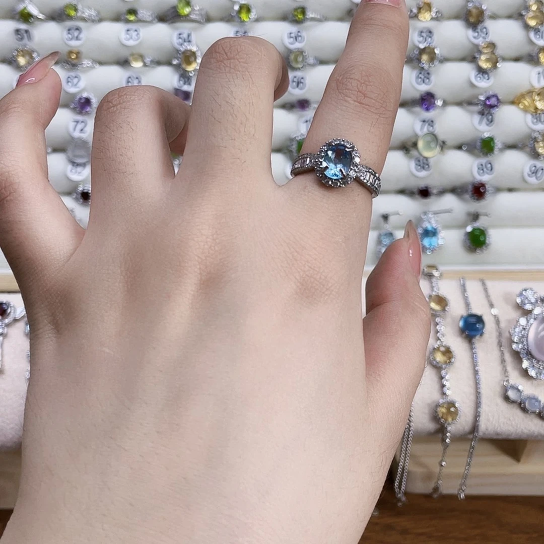 托帕石戒指银S925镶嵌