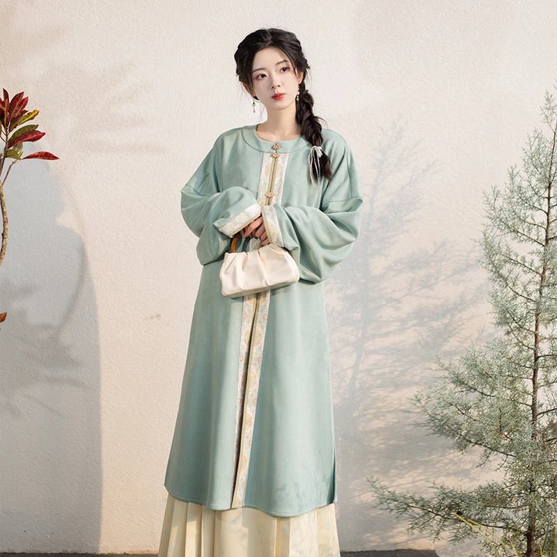 池夏【中国符号:芳草悠悠】明制万历长衫马面裙原创改良汉服女 春