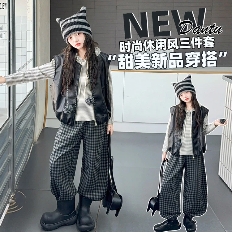 甲三件套童装儿童女童2025年款衣服秋款套装秋季运动秋装可爱超萌