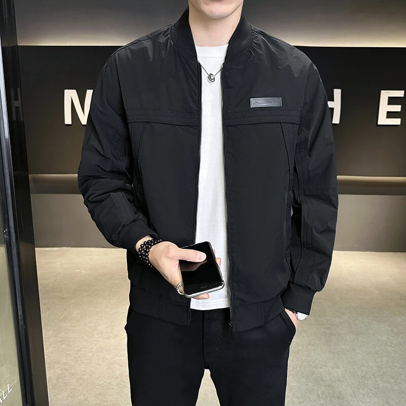 潮牌新款春秋季男士简约大气棒球领夹克外套韩版休闲百搭夹克外套