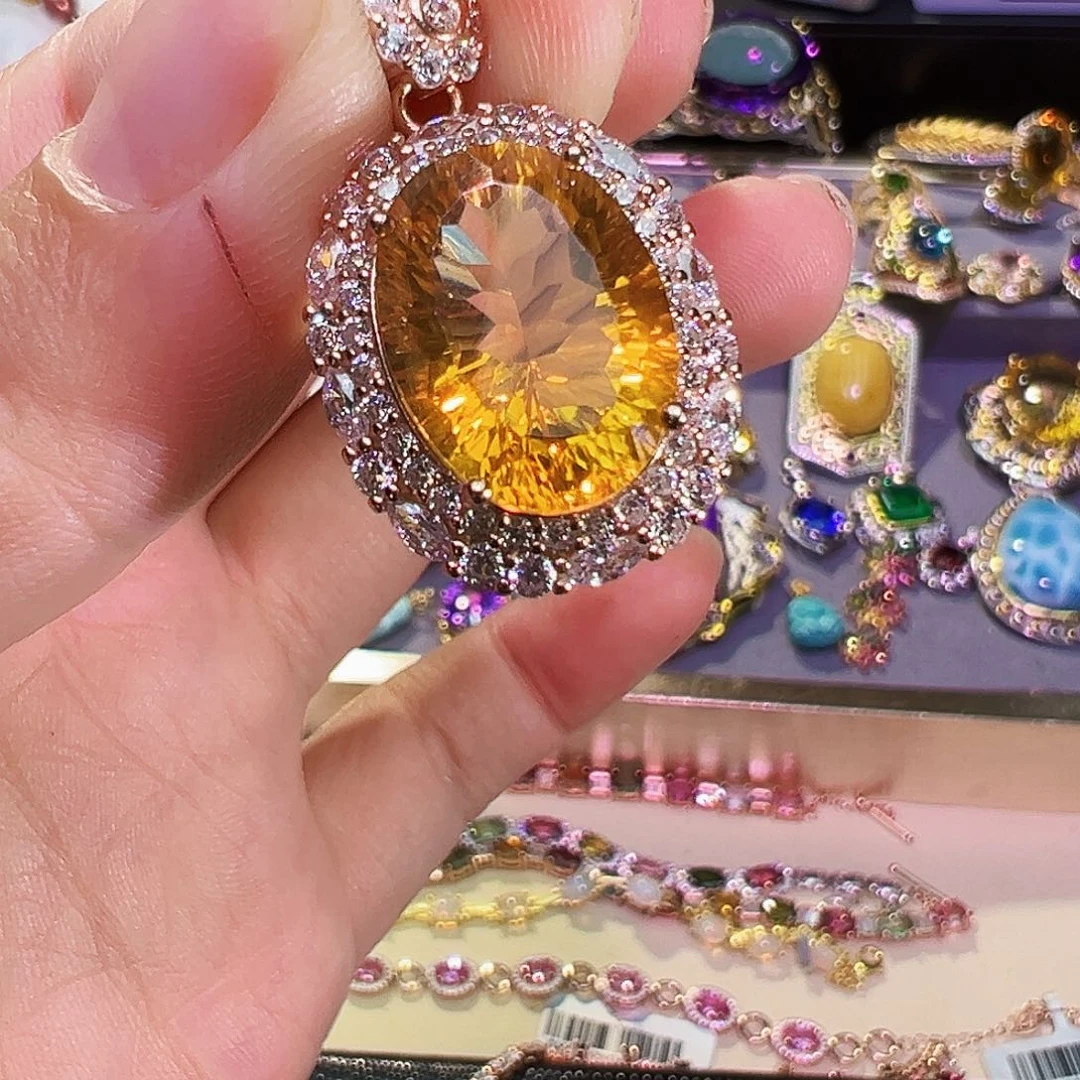 颈饰银S925镶嵌黄晶