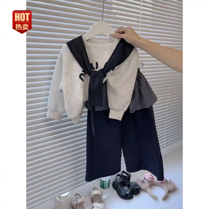 可爱超萌衣服屁帘直筒裤套装秋季新款童装宝宝早秋衣服