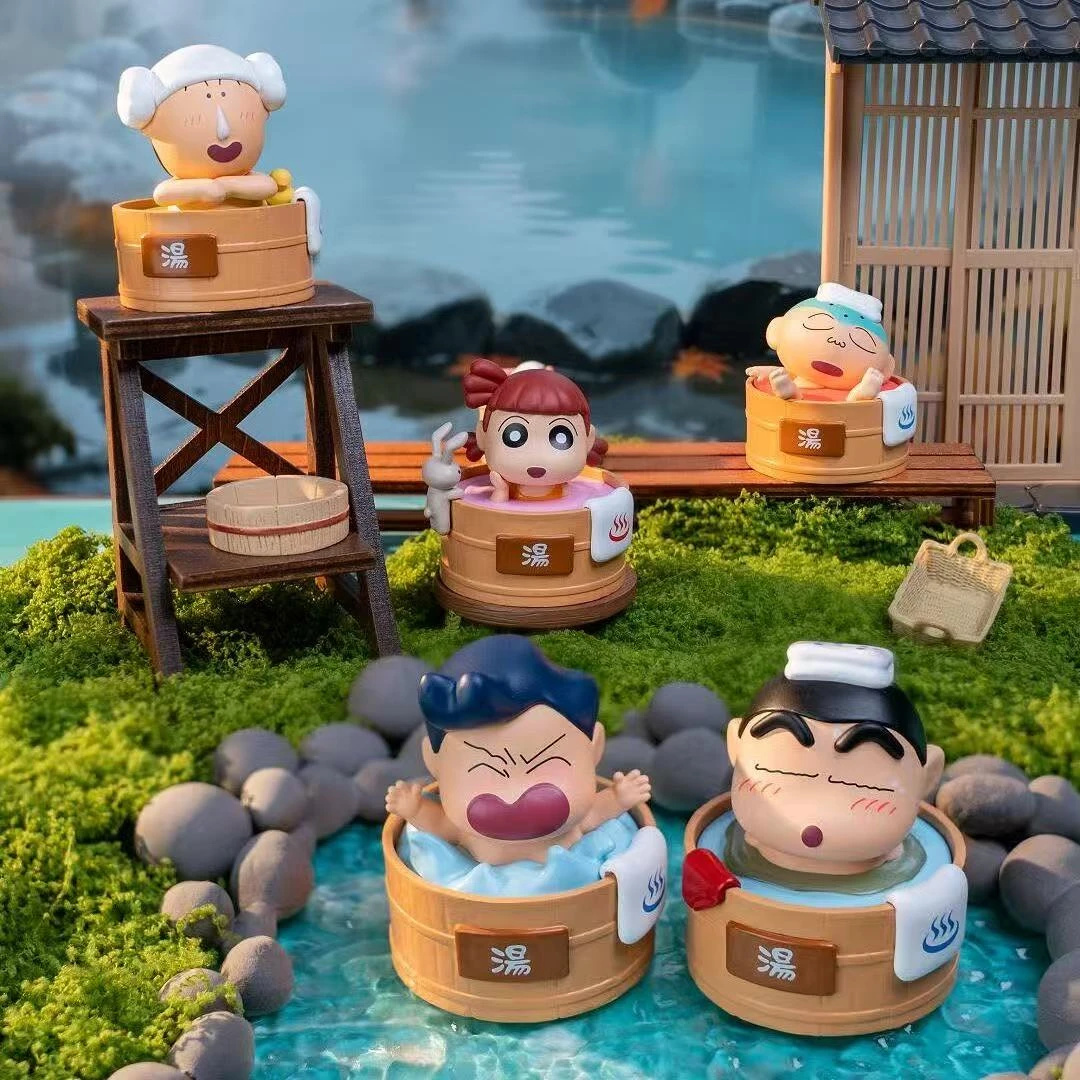 正版蜡笔小新温泉收纳摆件系列盲盒风间萌粒动漫周边公仔玩具礼物