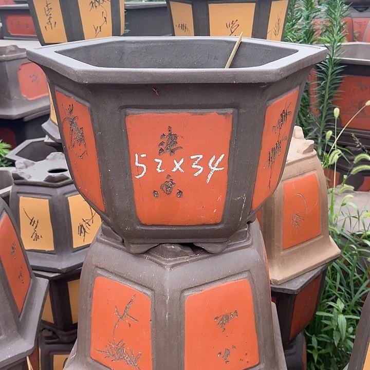 紫砂花盆口52高34