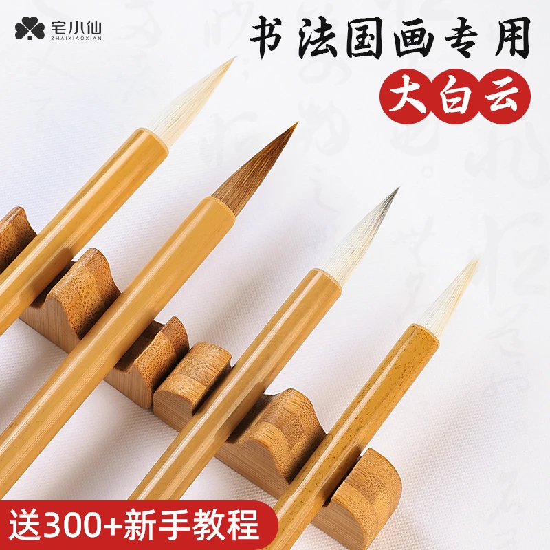 宅小仙白云毛笔初学者楷兼羊毫狼毫小学生入门毛笔字毛毡布宣纸笔