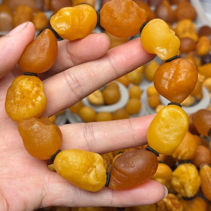 琥珀未镶嵌裸石天然蜜蜡手串