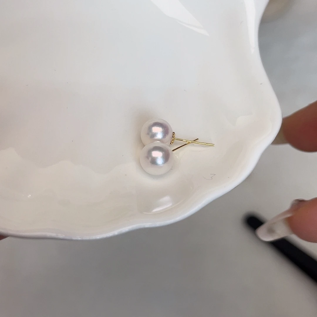耳饰海水珍珠18K金镶嵌
