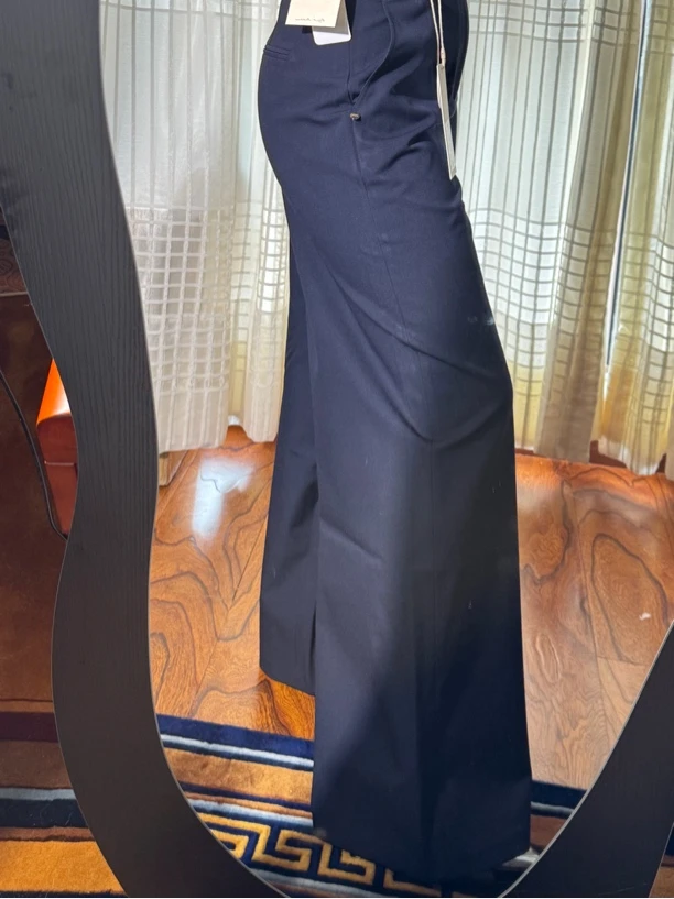 简约百搭叠褶腰贴西裤拖地裤长裤舒适垂感女裤