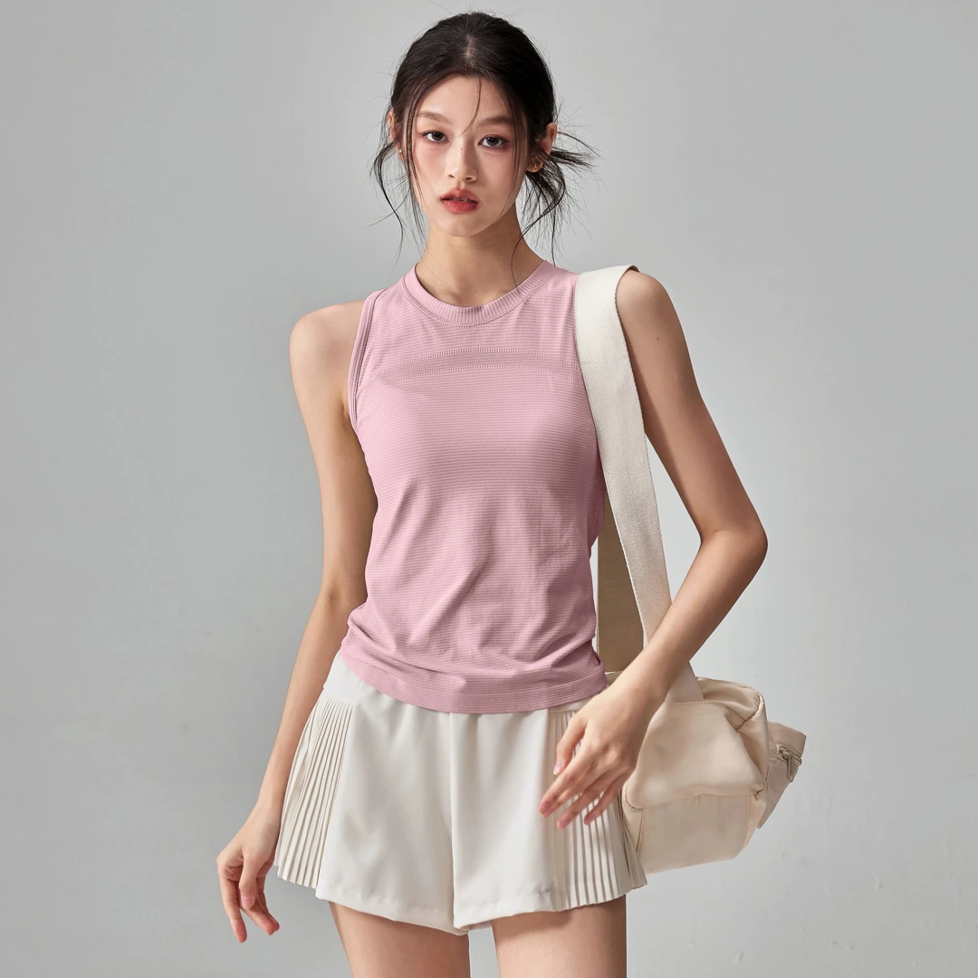 薄款速干无袖瑜伽服女弹力跑步训练运动背心显瘦透气时尚健身上衣