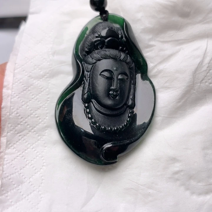 翡翠未镶嵌颈饰介天然缅甸墨翠挂件