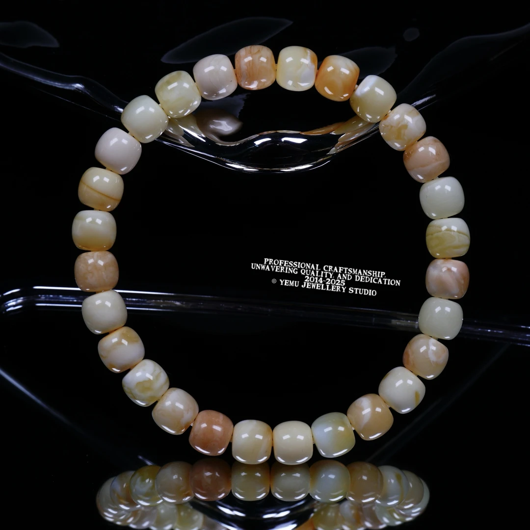 7.2毫米彩沁多宝老型手串 一物一拍 天然俄料琥珀蜜蜡