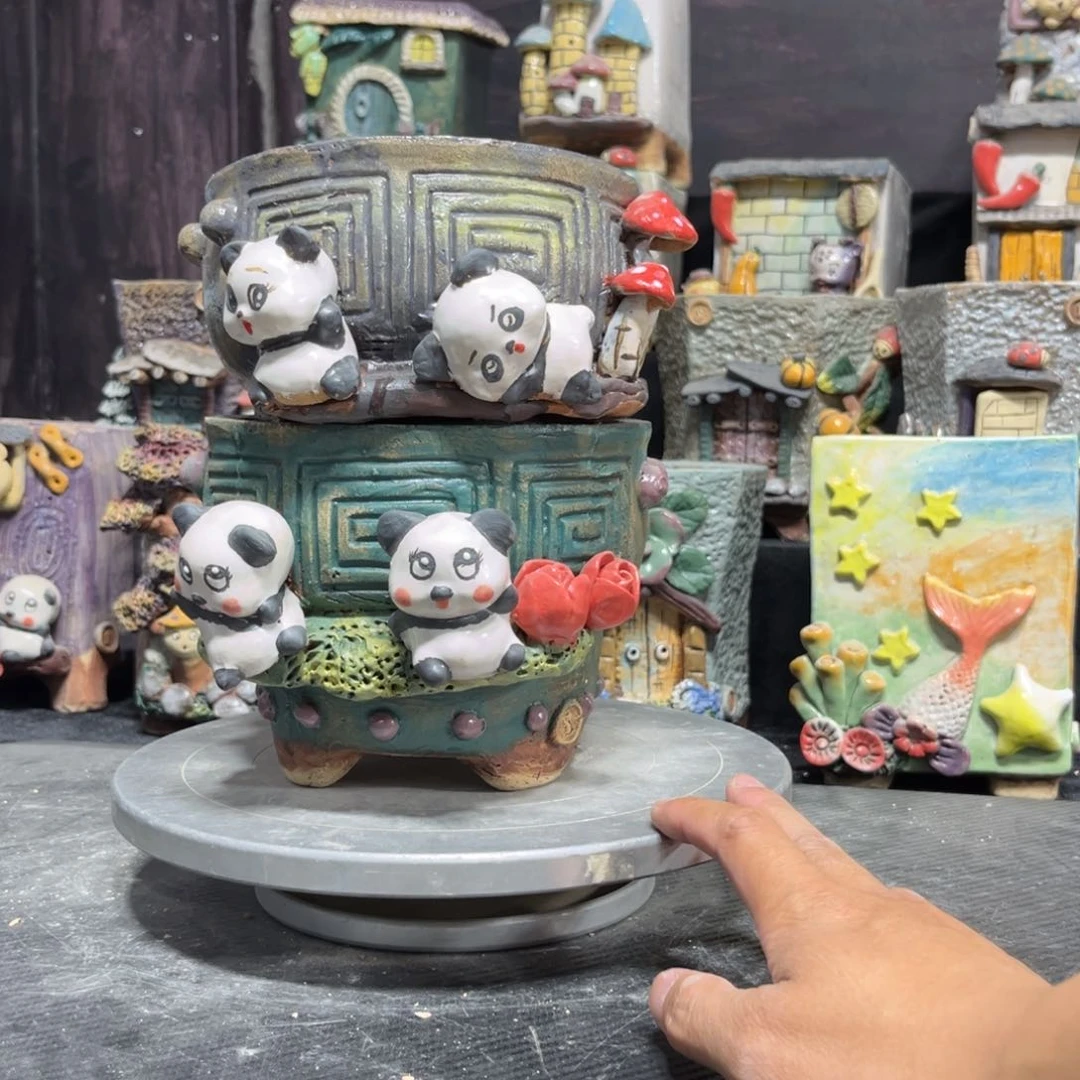 红陶G****磊白狐花器多肉花盆