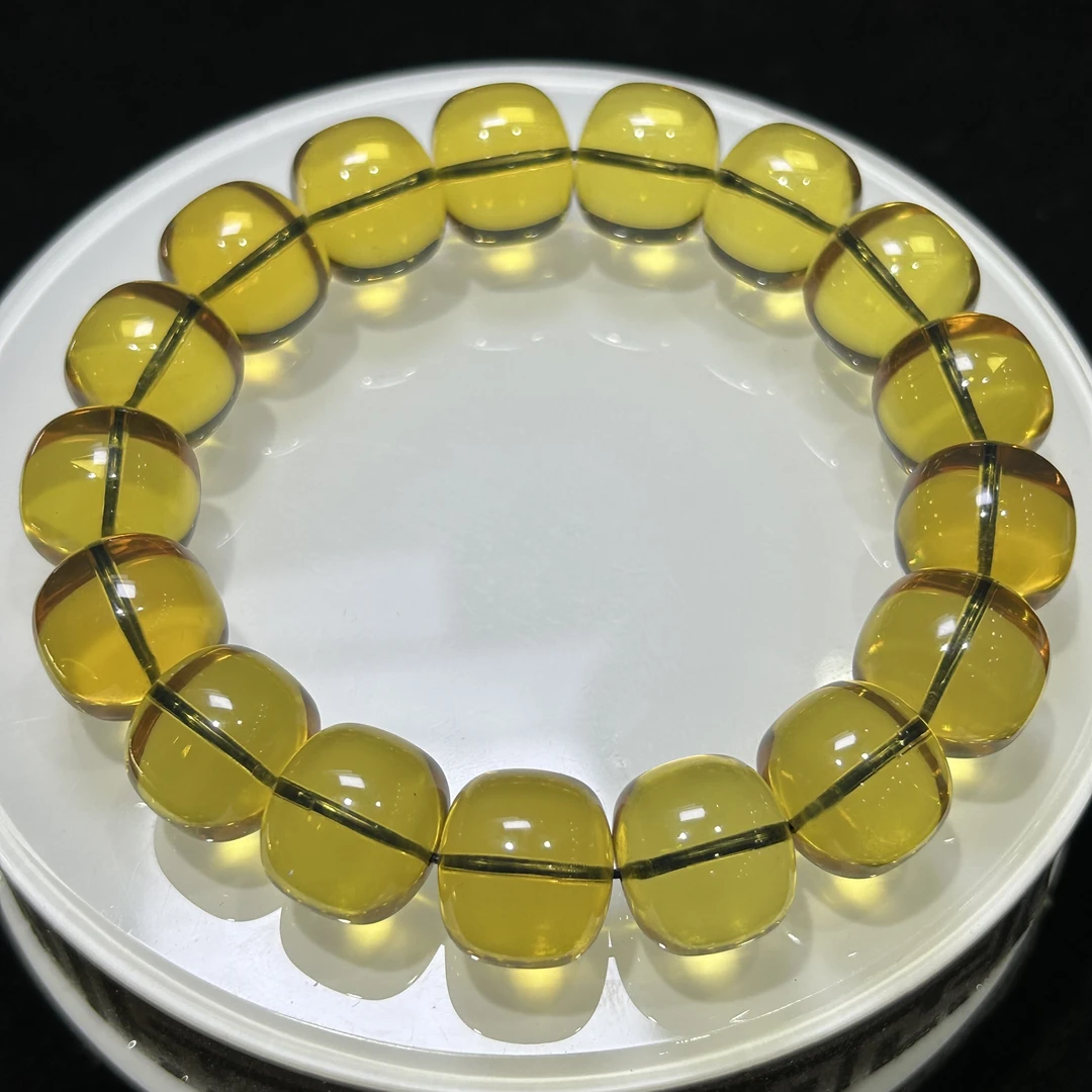 缅甸琥珀净水天空蓝老型手串