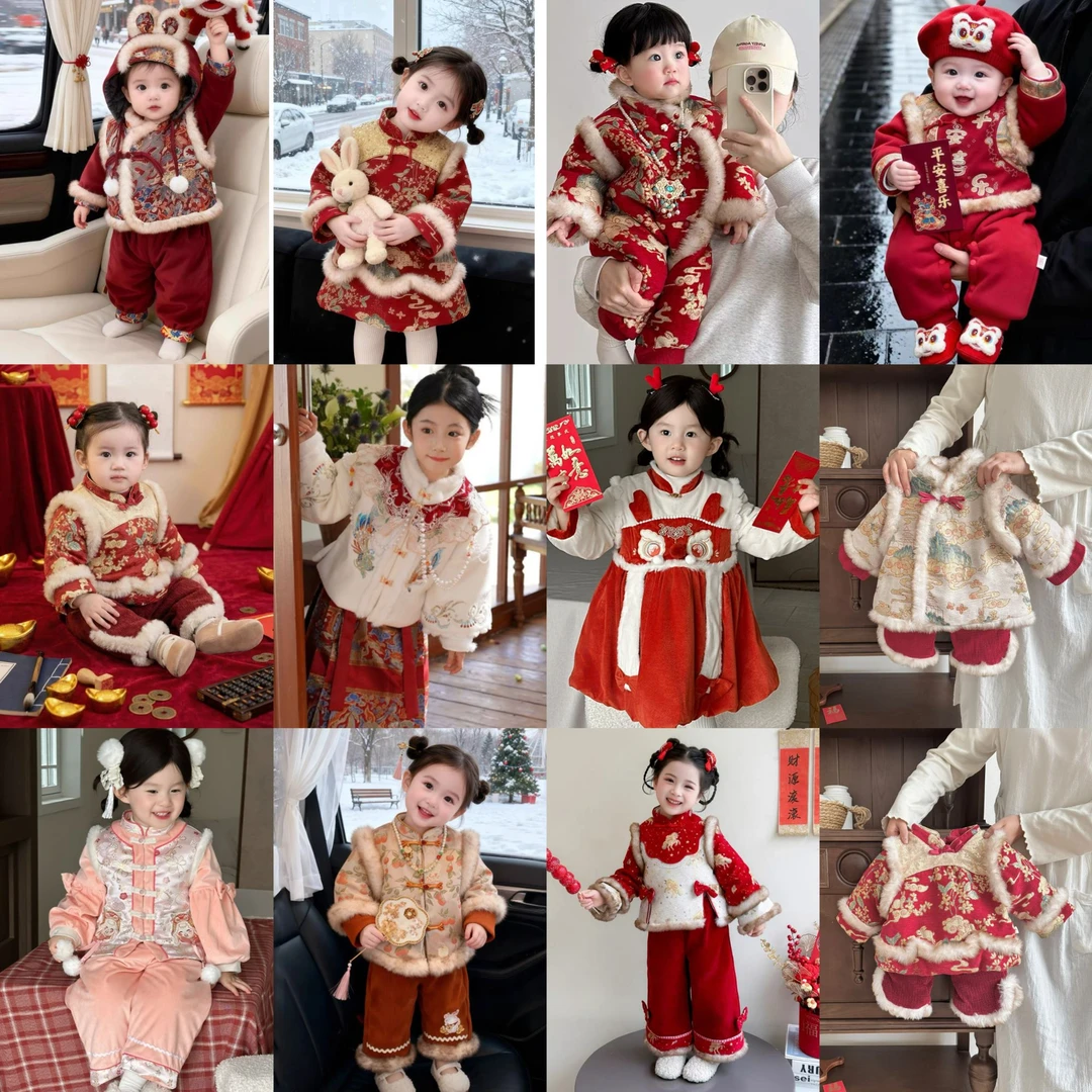 【品牌年服断码捡漏-扣编号看款】男女童拜年服中国风古风套装