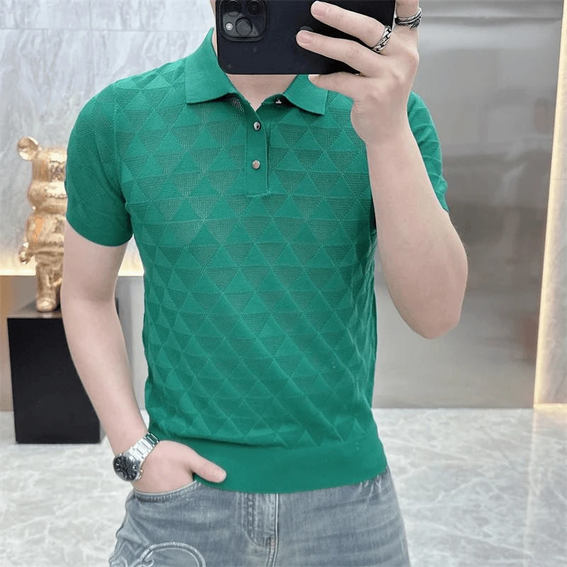 欧货轻奢男士短袖T恤时尚休闲夏季半袖POLO衫翻领纯色百搭上衣潮