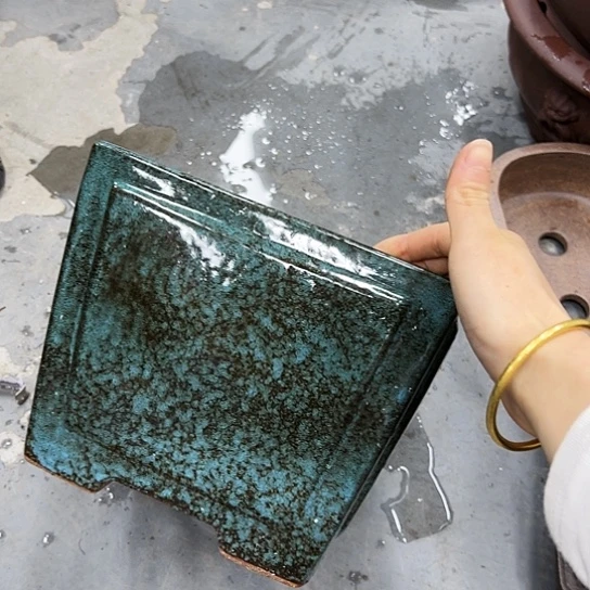 紫砂花盆中放一把子