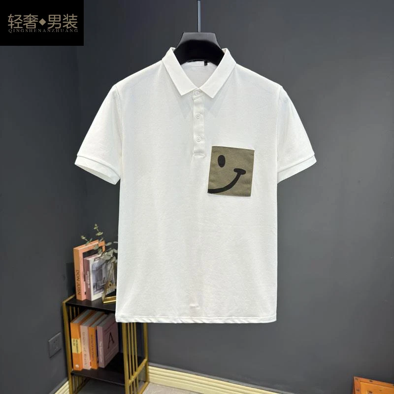 欧洲站夏季新款男士潮流复古短袖POLO衫简约百搭帅气翻领半袖T恤