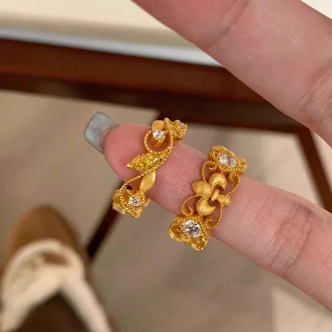 铜合金戒指 中古拉丝戒指女时尚轻奢百搭高级感指环气质新品手饰