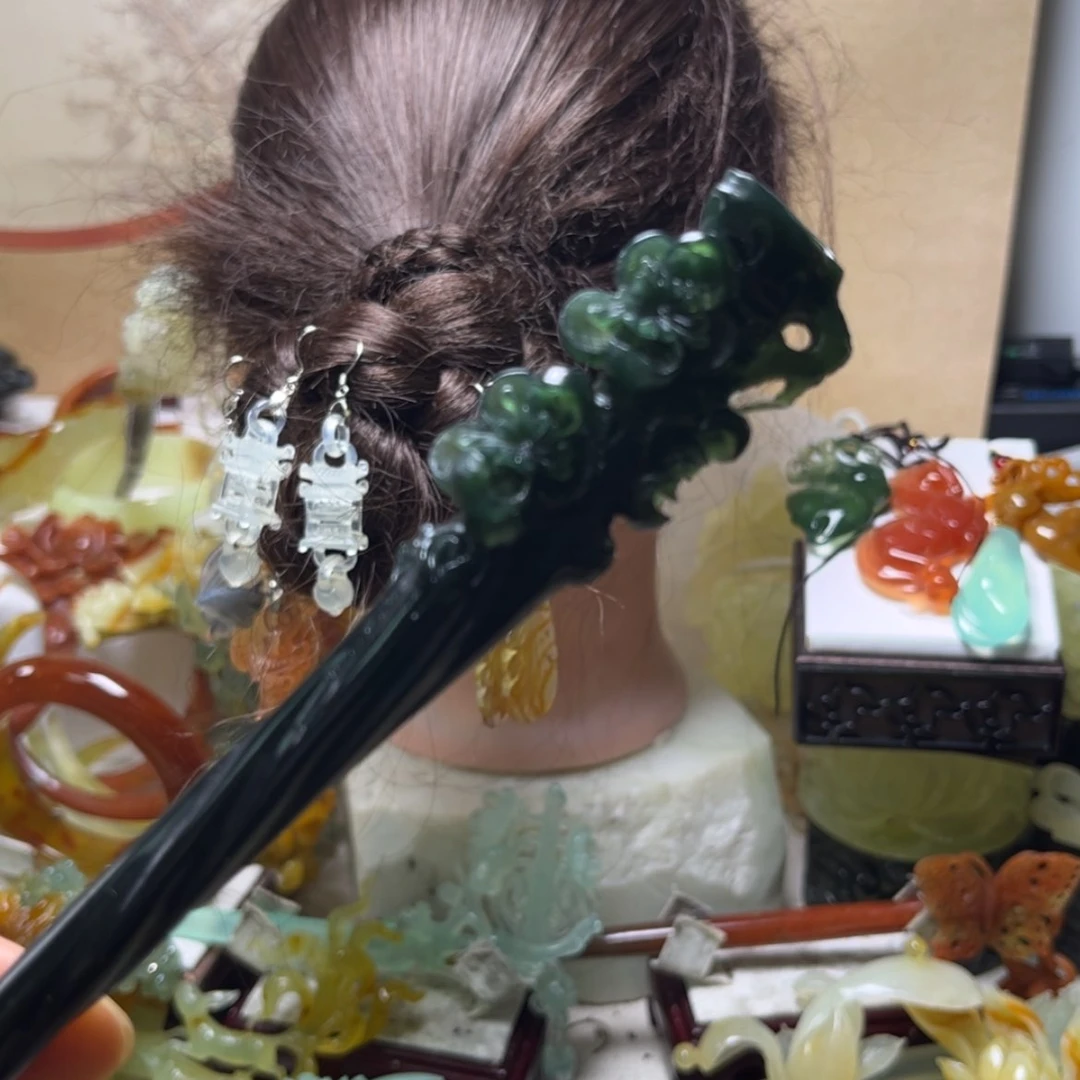 【闪购商品】蛇纹石玉合金发饰