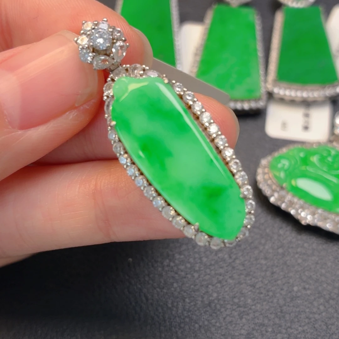 翡翠银S925镶嵌吊坠(不含链)