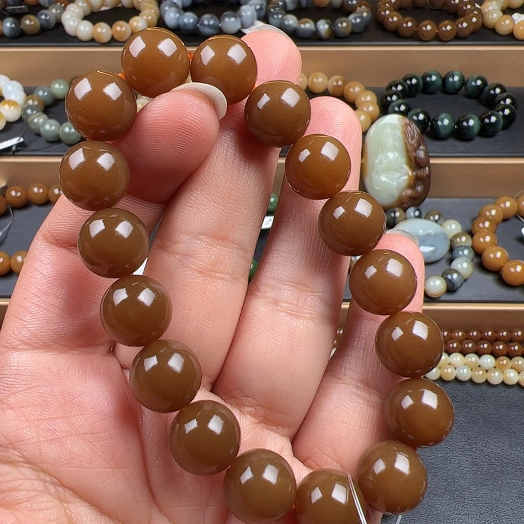 和田玉未镶嵌手链新疆且末金山老料红油糖卡12