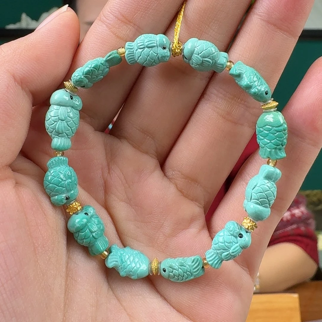 绿松石18K金镶嵌珠宝奇石