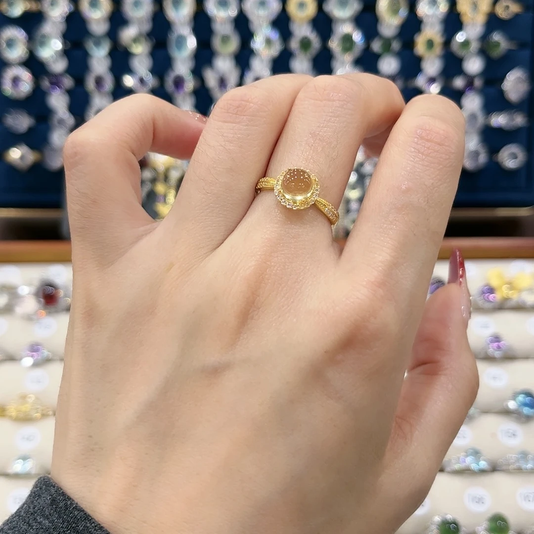 黄晶女款银S925镶嵌戒指